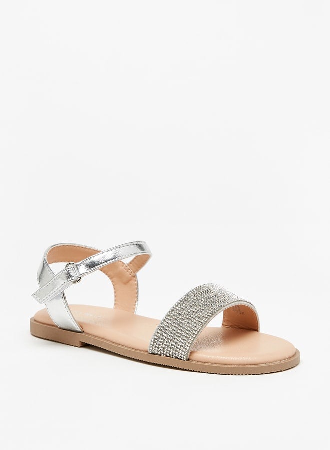 Girl's Embellished Sandals With Hook And Loop Closure Ramadan Collection