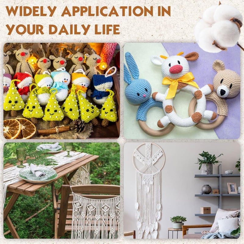 Woanger 32 لفة من حبل المكرمية 4 خيوط 2 مم × 1760 ياردة من قطن المكرمية الطبيعي حبل قطن ملون بالجملة حبل حرفة DIY خيوط مكرمية ملونة للتريكو تغليف الهدايا مستلزمات التريكو DIY - Image 5