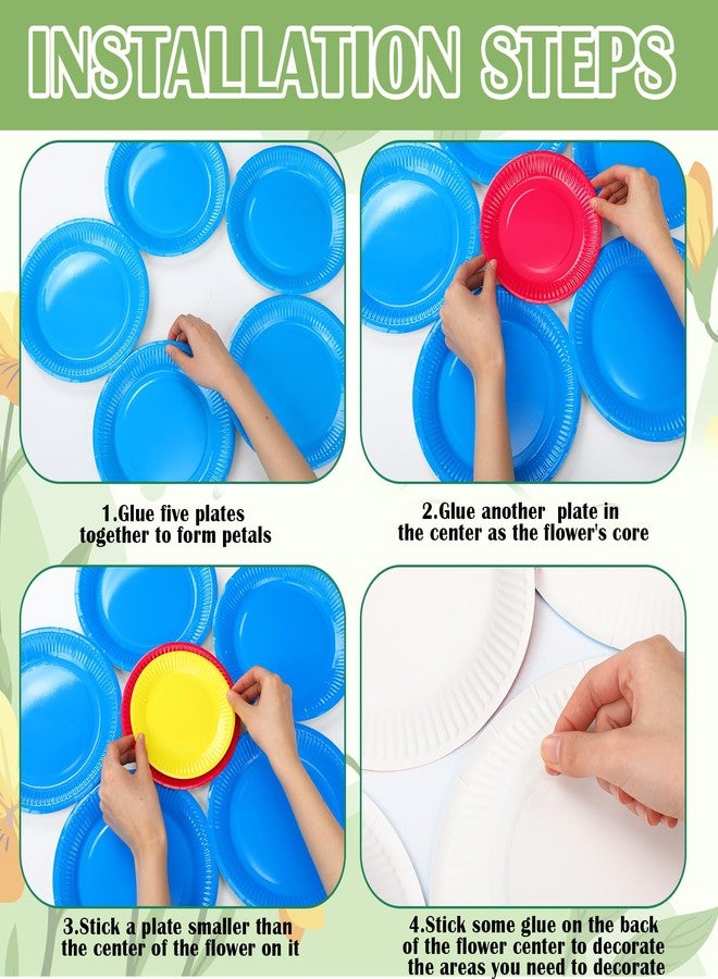 Norme 19 Packs DIY Paper Plate Flower for Backdrop 6/7/9 Inch Spring Party Decorations Colorful 3D Handcrafted Flower Arch Kit for Door Porch Wall Bulletin Board Indoor Outdoor - Image 4