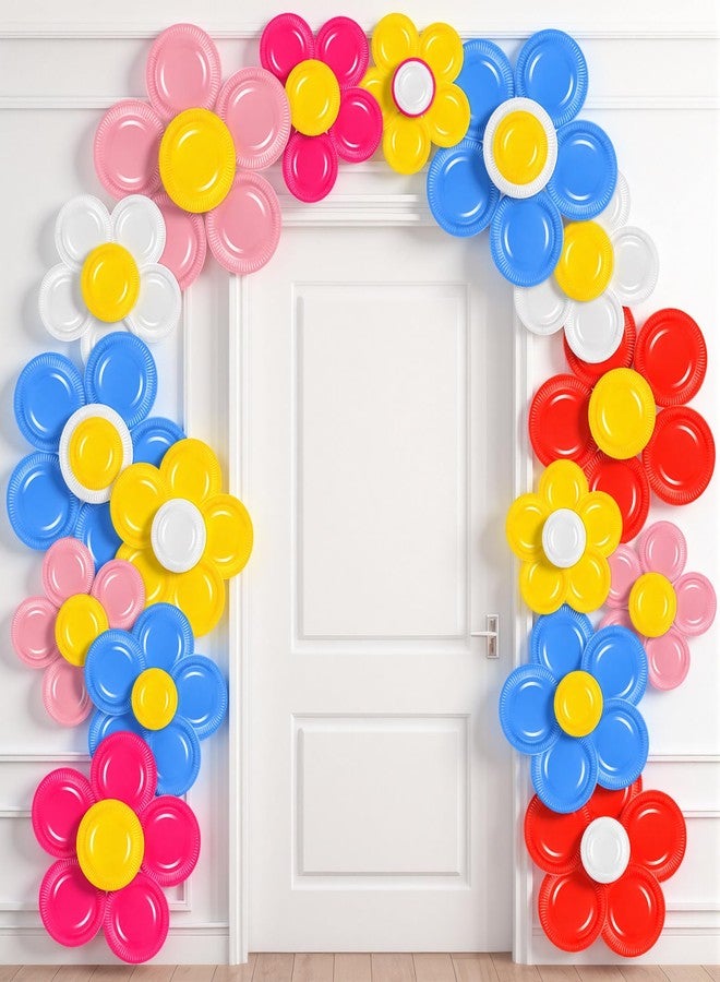 Norme 19 Packs DIY Paper Plate Flower for Backdrop 6/7/9 Inch Spring Party Decorations Colorful 3D Handcrafted Flower Arch Kit for Door Porch Wall Bulletin Board Indoor Outdoor - Image 1