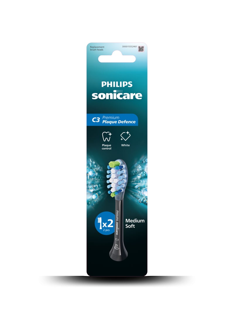 Philips Sonicare Plaque Defence Brush Head Black 2PK HX9042/91 - Image 1