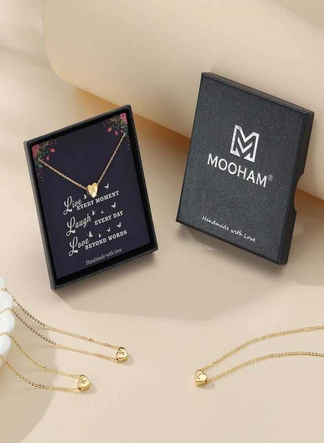 M MOOHAM Initial Necklace for Girls, Dainty 14K Gold Plated Letter M Initial Heart Necklace for Girl Gifts - Image 5