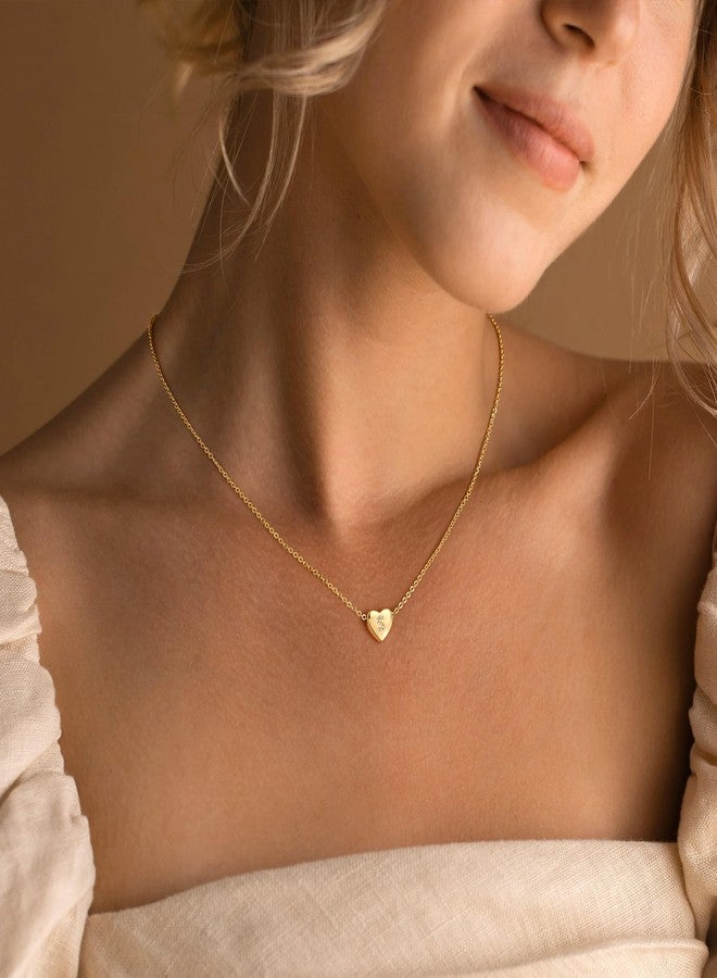 M MOOHAM Initial Necklace for Girls, Dainty 14K Gold Plated Letter M Initial Heart Necklace for Girl Gifts - Image 3
