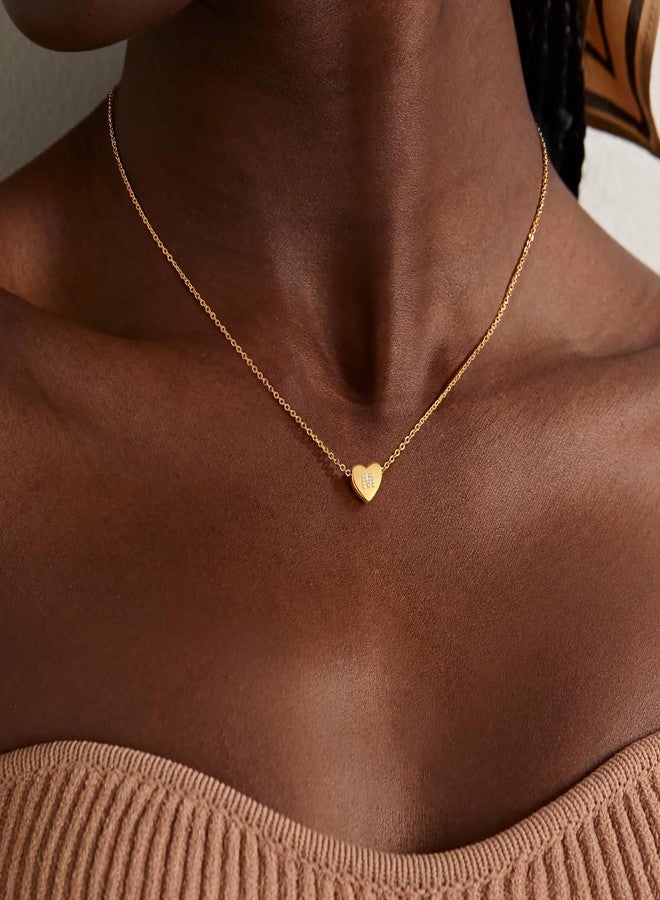 M MOOHAM Initial Necklace for Girls, Dainty 14K Gold Plated Letter M Initial Heart Necklace for Girl Gifts - Image 2