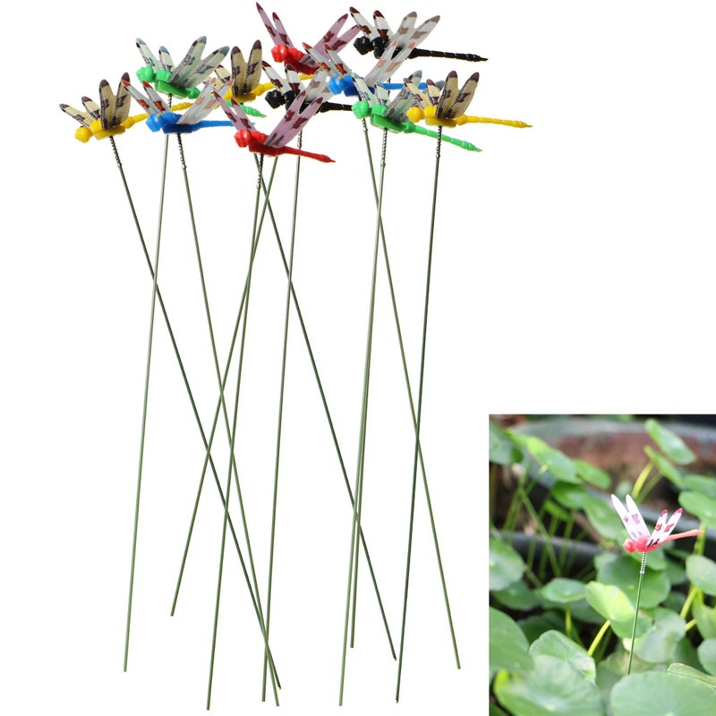 PCTC 24 Packs 3D Dragonfly Garden Decor Realistic Dragonfly Garden Stakes Dragonflies Gardening Decoration Insert Plaque Patio Garden Decoration, 4 Colors [Small Dragonfly] - Image 1