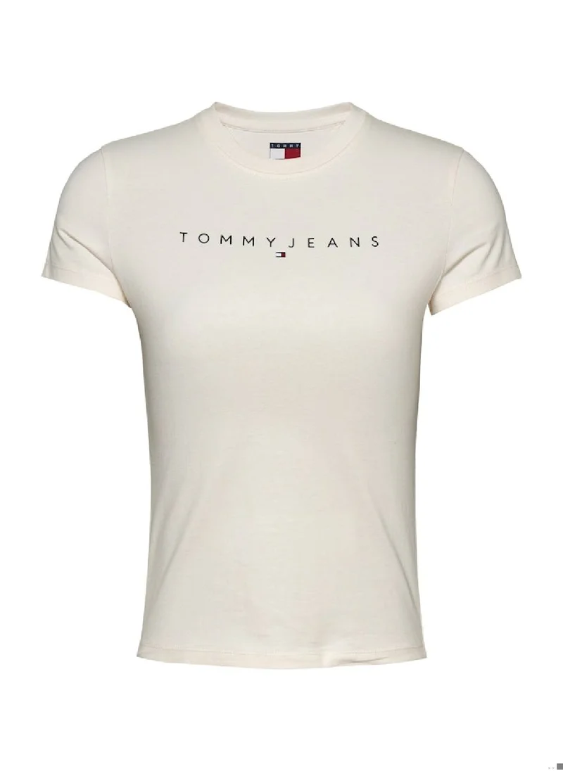 TOMMY JEANS Women's Slim Linear T-shirt - Cotton, White