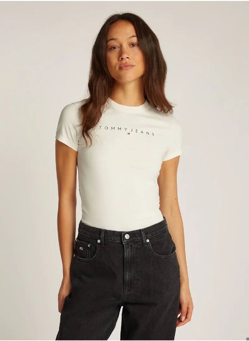 TOMMY JEANS Women's Slim Linear T-shirt - Cotton, White