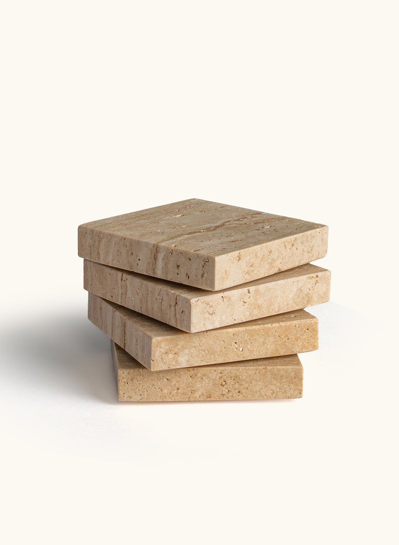 touche déco Travertine Coasters - Set of 4  - Image 1