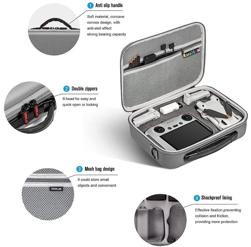 Careflection Waterproof Portable Storage Case for Mini 3 Pro (with DJI RC Remote Controller) Waterproof Portable Storage C Carry Case : Double Layer Can Hold Tablets, Landing Pad, Tablet Holder and Other DJI Kits - Image 5