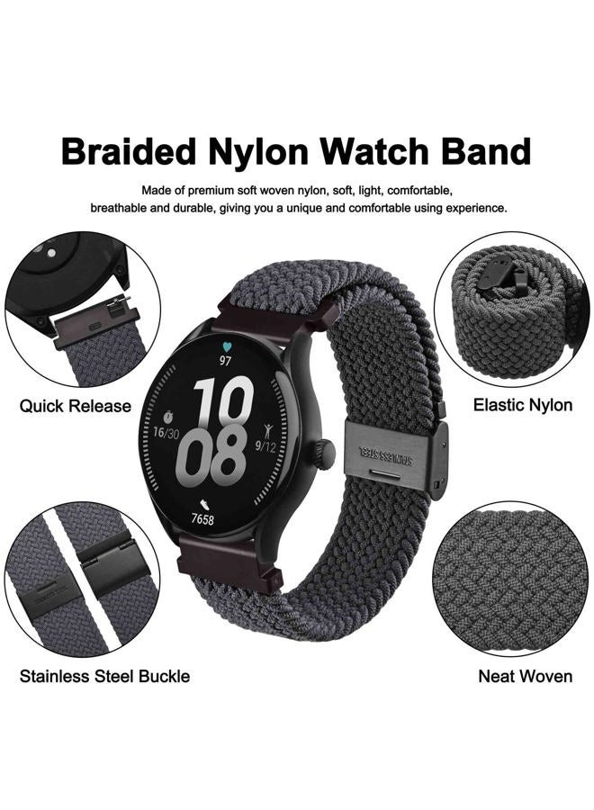 WOCCI 19mm Braided Nylon Watch Band for Men and Women, Quick Release, Black Stainless Steel Buckle (Grey) - Image 3