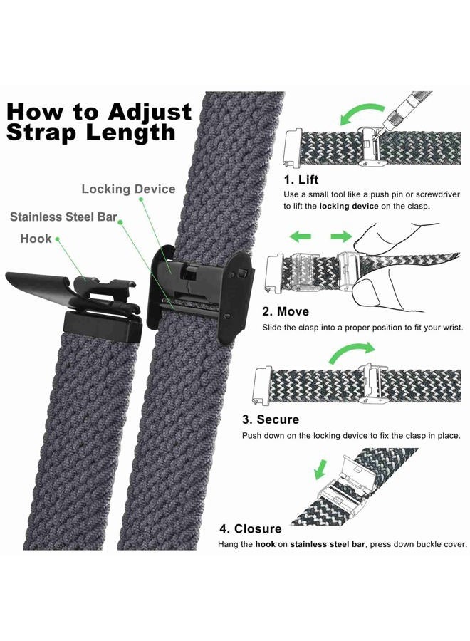 WOCCI 19mm Braided Nylon Watch Band for Men and Women, Quick Release, Black Stainless Steel Buckle (Grey) - Image 5