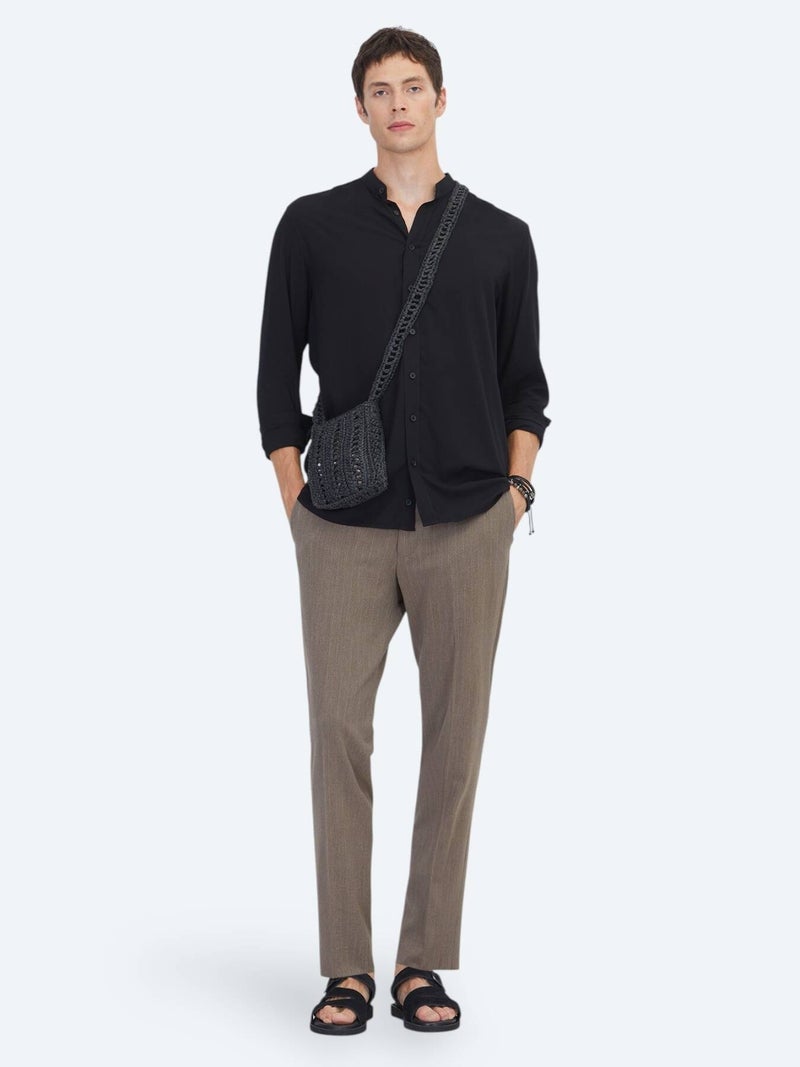 Kip Black Regular Fit Long Weaving Classical Shirt - Image 2
