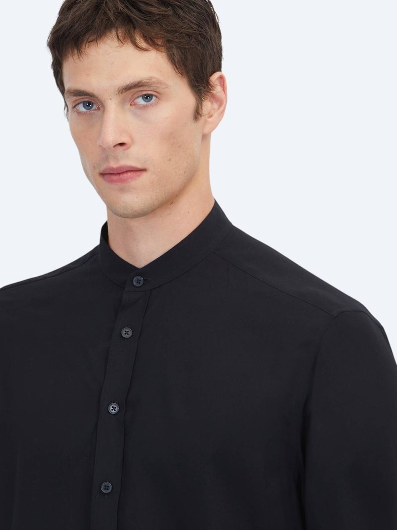 Kip Black Regular Fit Long Weaving Classical Shirt - Image 4