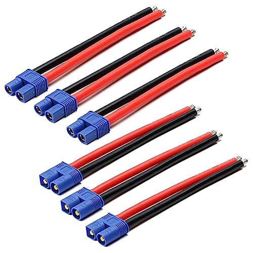 LINSYRC 3 Pairs EC3 Style Male and Female Connector Plug Adapter Cable with 15cm 14awg Silicone Wire for RC Lipo Battery - Image 1