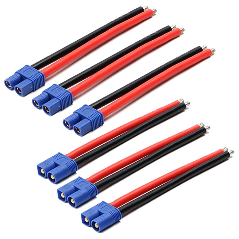 LINSYRC 3 Pairs EC3 Style Male and Female Connector Plug Adapter Cable with 15cm 14awg Silicone Wire for RC Lipo Battery - Image 3