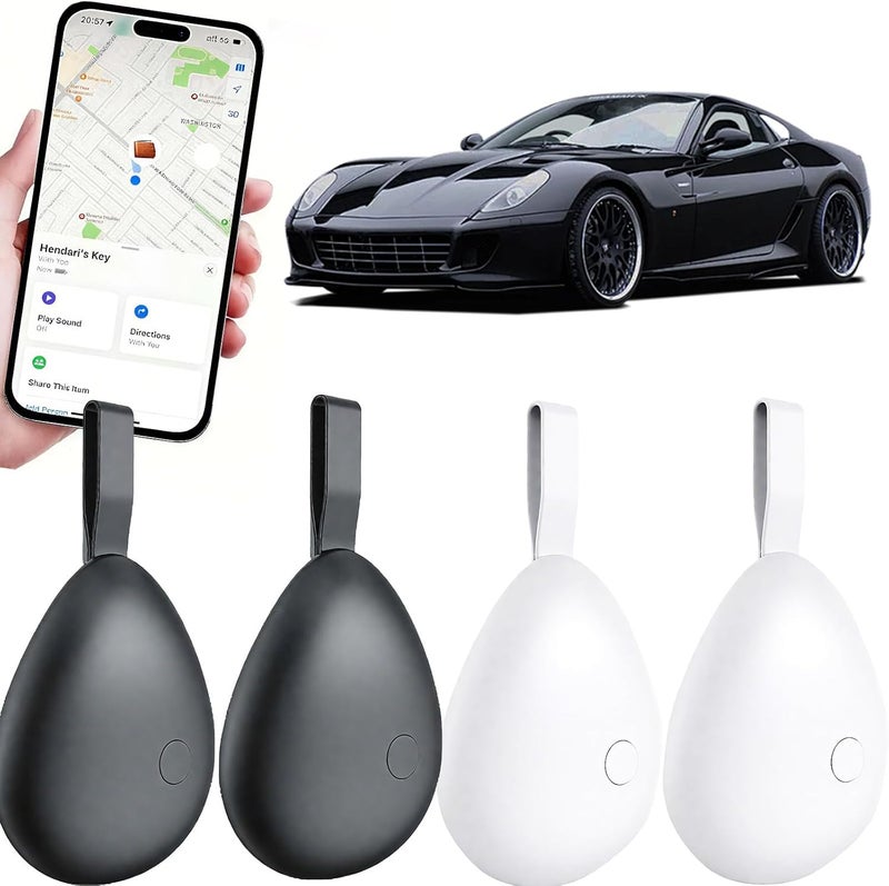 GPS Tracker for Vehicles, Mini Tracking Device for Vehicles, Car Tracker Device Hidden No Subscription Work with Find My (iOS Only), Key Finder, for Kids, Dogs, Luggage, Bag (Black and White, 4 Pack) - Image 1