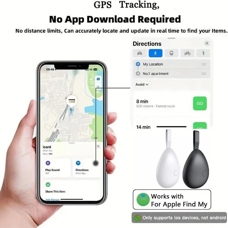 GPS Tracker for Vehicles, Mini Tracking Device for Vehicles, Car Tracker Device Hidden No Subscription Work with Find My (iOS Only), Key Finder, for Kids, Dogs, Luggage, Bag (Black and White, 4 Pack) - Image 5