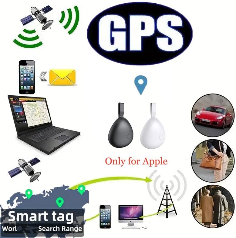 GPS Tracker for Vehicles, Mini Tracking Device for Vehicles, Car Tracker Device Hidden No Subscription Work with Find My (iOS Only), Key Finder, for Kids, Dogs, Luggage, Bag (Black and White, 4 Pack) - Image 2