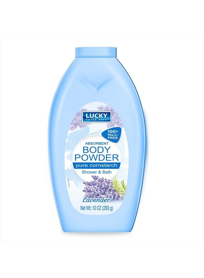 lucky super soft Cornstarch Body Powder, Lavender, 10 Ounce