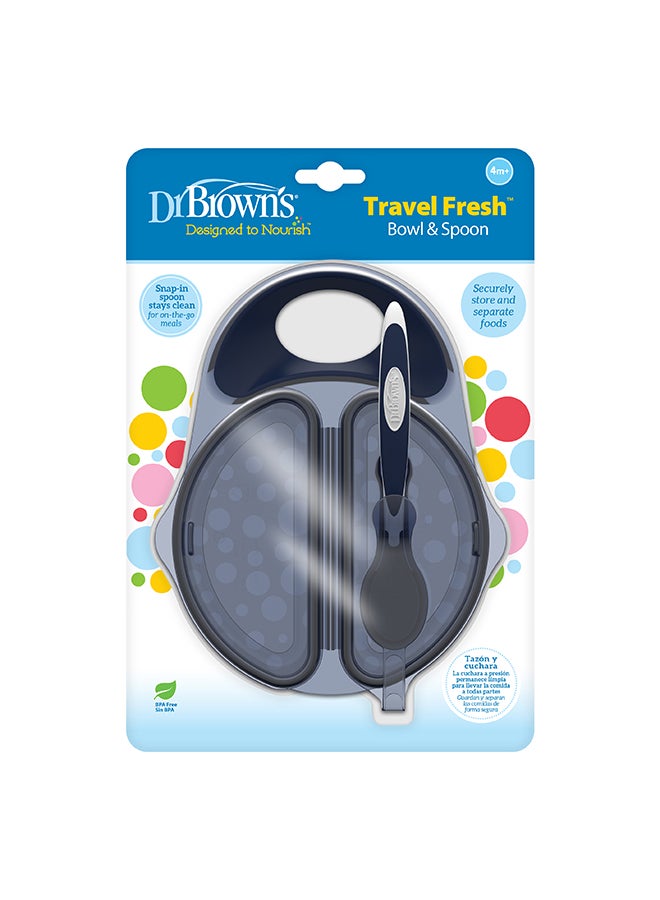 Dr. Brown’s Travel Fresh™ Bowl & Snap-in Spoon, Dark Blue, 1-Pack - Image 4