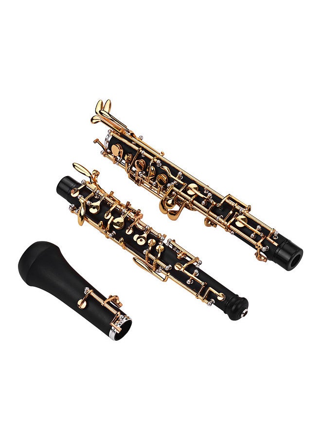 Professional Oboe C Key Semi-automatic Style Pure Gold Plated Keys Woodwind Instrument with Oboe Reed Gloves Leather Case Carry Bag Cleaning Cloth Mini Screwdriver