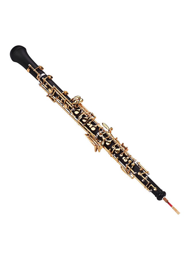 Professional Oboe C Key Semi-automatic Style Pure Gold Plated Keys Woodwind Instrument with Oboe Reed Gloves Leather Case Carry Bag Cleaning Cloth Mini Screwdriver