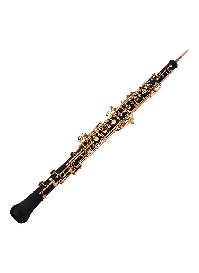 Professional Oboe C Key Semi-automatic Style Pure Gold Plated Keys Woodwind Instrument with Oboe Reed Gloves Leather Case Carry Bag Cleaning Cloth Mini Screwdriver