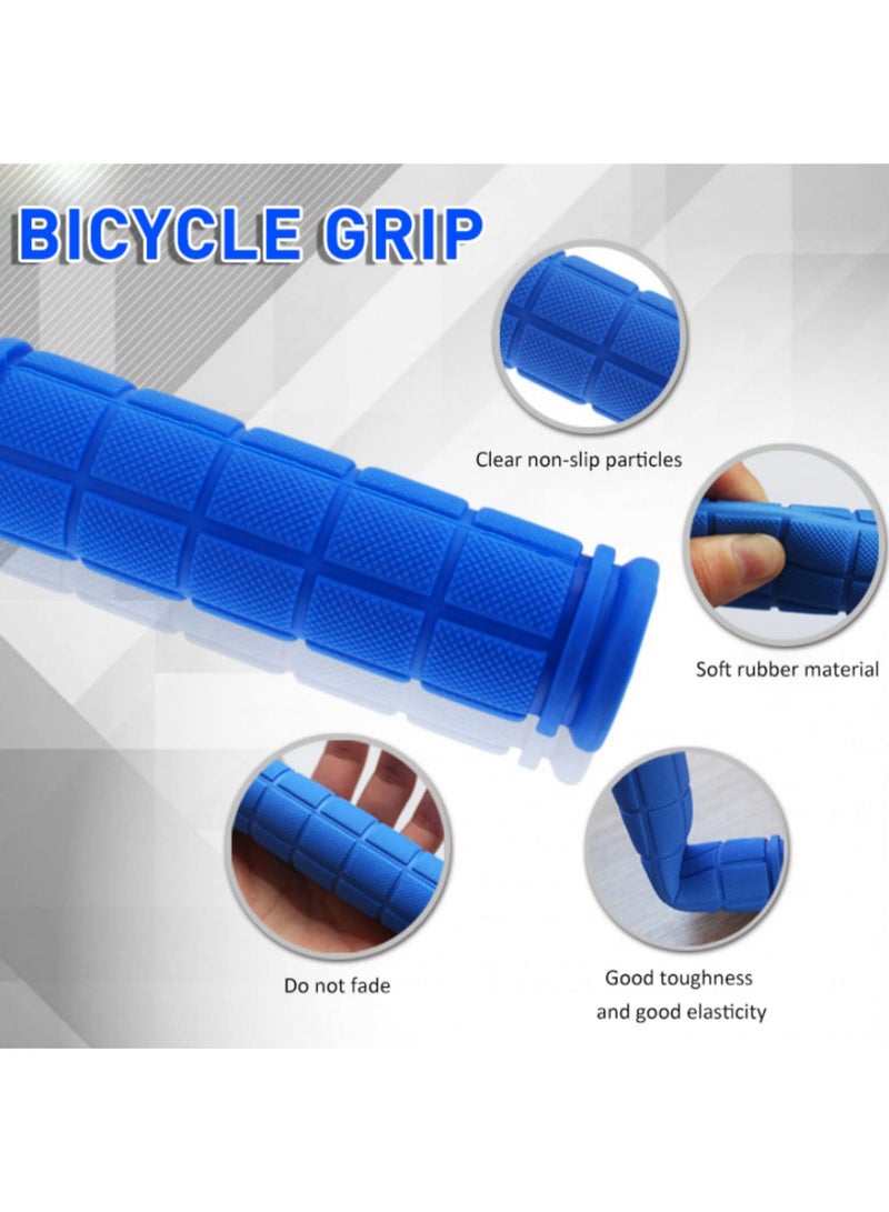 1 Pair Bicycle Handle Cover Mountain Bike Bicycle Universal Handle Cover Soft Rubber Non-slip Handle Cover Riding Accessories blue - Image 4