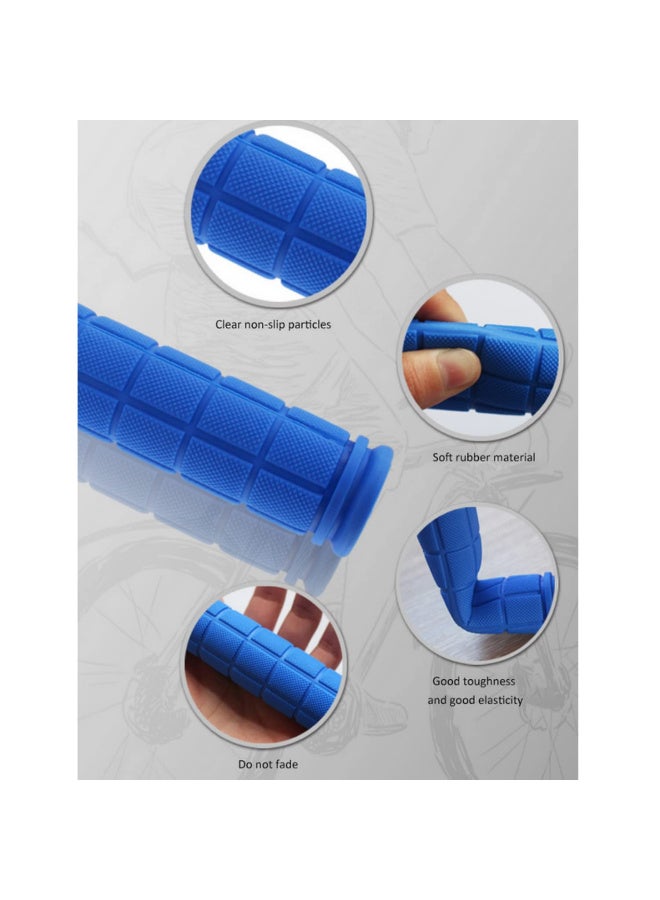 1 Pair Bicycle Handle Cover Mountain Bike Bicycle Universal Handle Cover Soft Rubber Non-slip Handle Cover Riding Accessories blue - Image 5