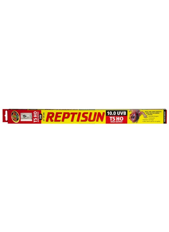 زوو ميد مصابيح Zoo Med ReptiSun 10.0 UVB للزواحف - T5 HO عالية الإنتاجية مع إخراج مثالي للأشعة فوق البنفسجية A/UVB - حل إضاءة مثالي للأحواض المائية والبرمائيات (عبوة من 3 قطع)  - Image 1