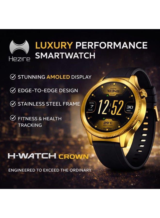 هيزاير ساعة Hezire H-Watch الذكية (لون ذهبي) بشاشة AMOLED وإطار دوار - Image 1