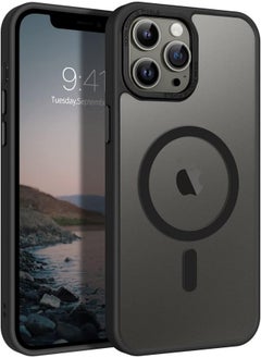 ESCASE Magnetic Case for iPhone 12 Pro Max, Compatible with MagSafe Shockproof Protection Cover, Translucent Matte Phone Case with Strong Magnet, Slim Case for Apple 12 Pro Max 6.7 Inch (2020)-Black  - Image 1