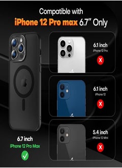 ESCASE Magnetic Case for iPhone 12 Pro Max, Compatible with MagSafe Shockproof Protection Cover, Translucent Matte Phone Case with Strong Magnet, Slim Case for Apple 12 Pro Max 6.7 Inch (2020)-Black  - Image 2