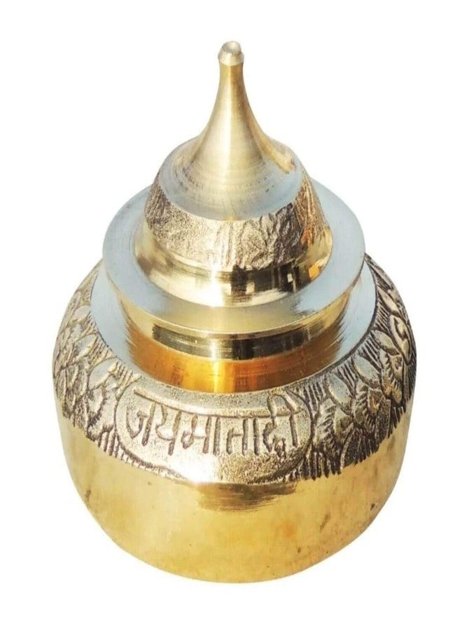 MAYAPURI Handmade Pital Sindoor Dani or Kumkum Dibbi/Golden Sindur Box/Pill box/Sindoora Round Shape (4.2X4.2X4.8 cm) Made of Pure Brass (Pack of 1) - Image 1