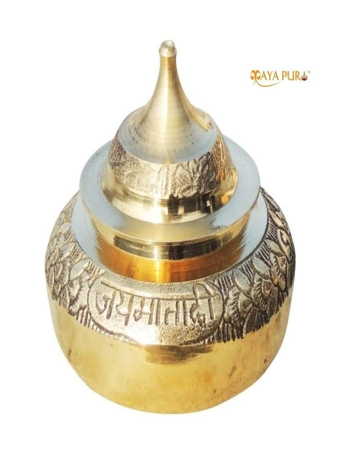 MAYAPURI Handmade Pital Sindoor Dani or Kumkum Dibbi/Golden Sindur Box/Pill box/Sindoora Round Shape (4.2X4.2X4.8 cm) Made of Pure Brass (Pack of 1) - Image 4