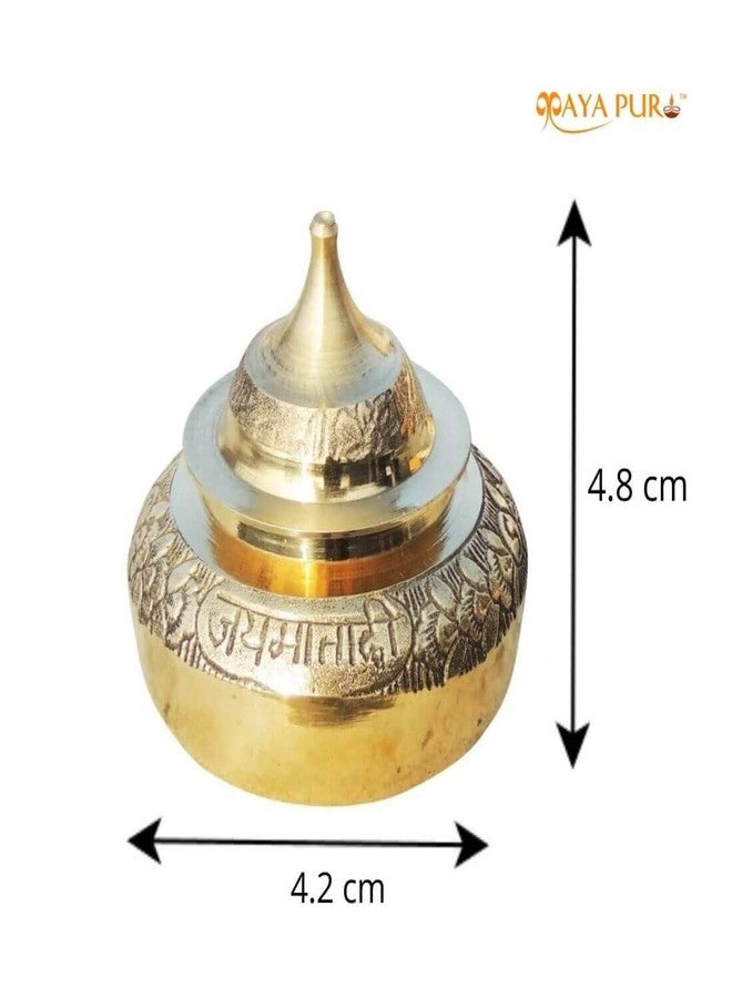 MAYAPURI Handmade Pital Sindoor Dani or Kumkum Dibbi/Golden Sindur Box/Pill box/Sindoora Round Shape (4.2X4.2X4.8 cm) Made of Pure Brass (Pack of 1) - Image 3
