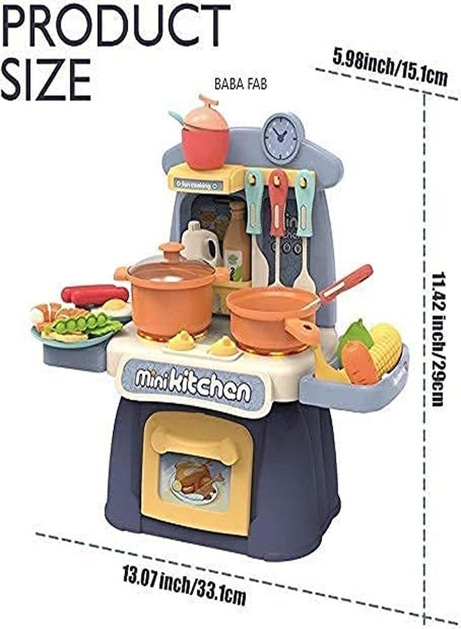 Hemtik Kitchen Set for Kids Girl with 26 Pcs Accessories Realistic Light & Sound Steam Simulation Kitchen Cooking Playset Kitchen Toy Set for Kids Girls (Mini Kitchen Suitcase) - Image 4