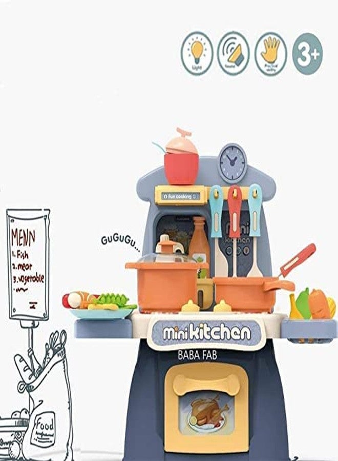 Hemtik Kitchen Set for Kids Girl with 26 Pcs Accessories Realistic Light & Sound Steam Simulation Kitchen Cooking Playset Kitchen Toy Set for Kids Girls (Mini Kitchen Suitcase) - Image 2