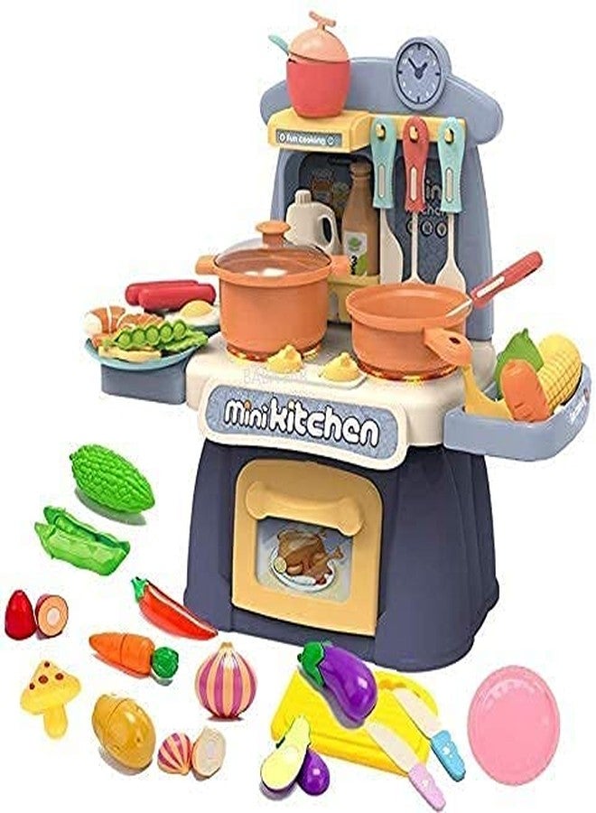 Hemtik Kitchen Set for Kids Girl with 26 Pcs Accessories Realistic Light & Sound Steam Simulation Kitchen Cooking Playset Kitchen Toy Set for Kids Girls (Mini Kitchen Suitcase) - Image 1