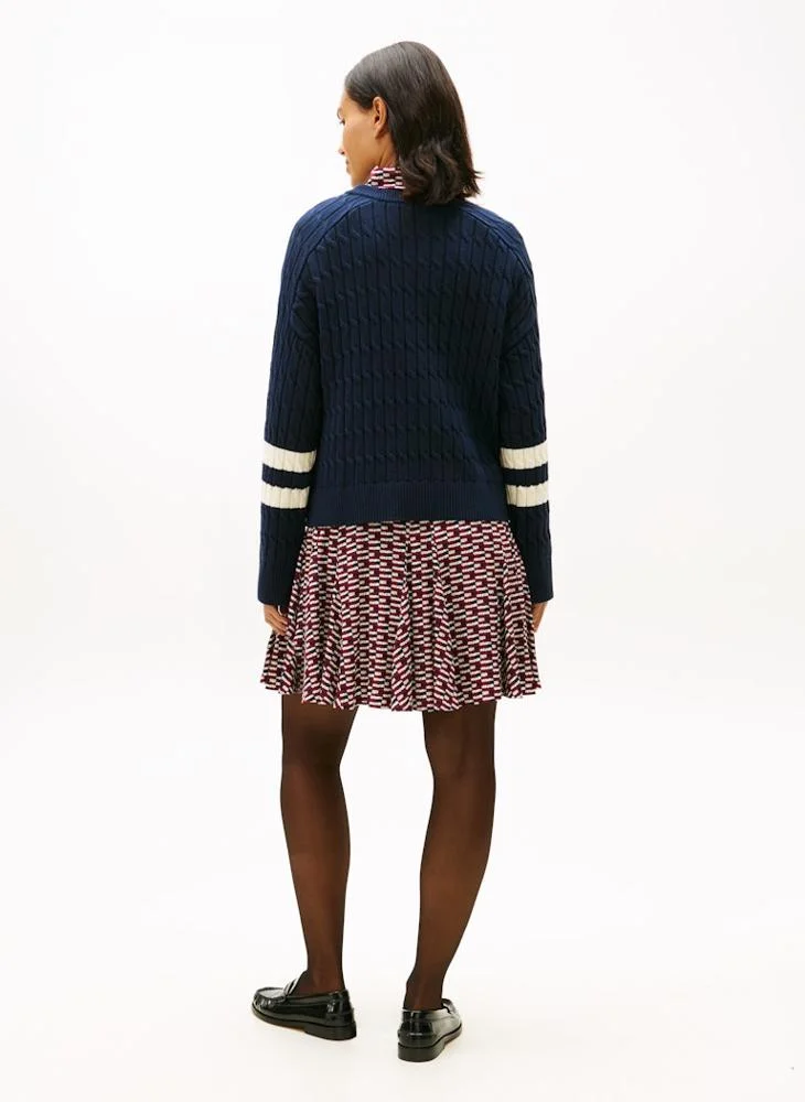 تومي هيلفيغر كنزة صوفية برسومات