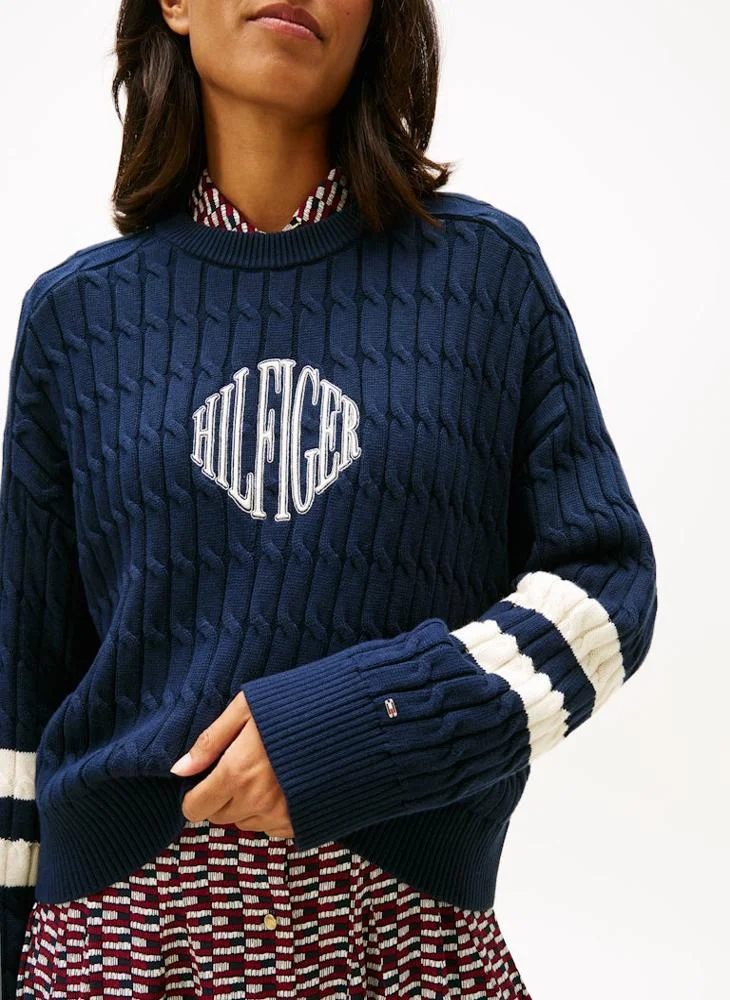 تومي هيلفيغر كنزة صوفية برسومات