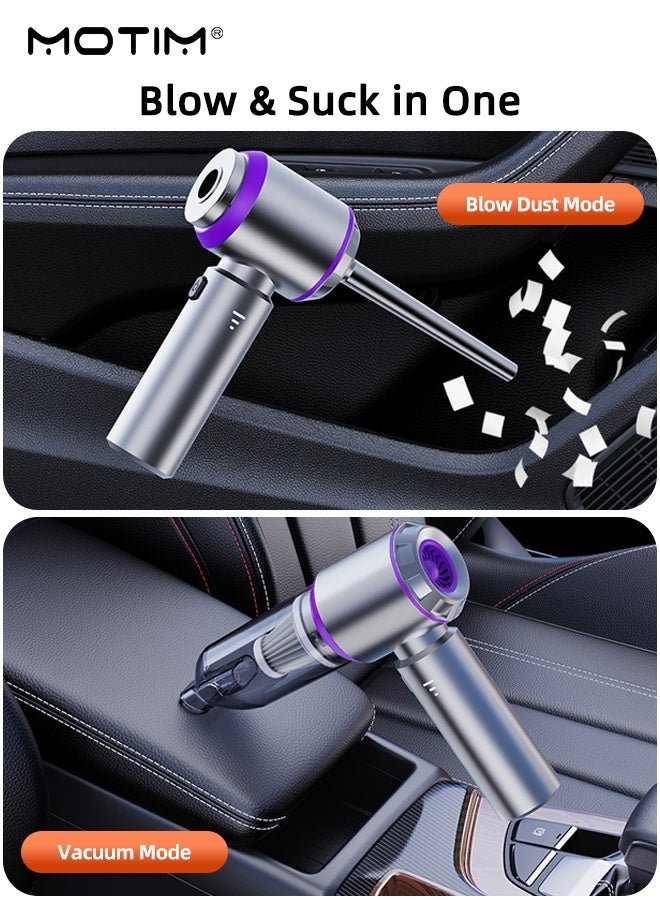 Motim 19000PA Portable Handheld Cordless Vacuum Cleaner & Air Duster, High Power with Brushless Motor, 3-Speed Modes, 2000mAh Battery, Washable HEPA filter for Car, Home, Office & Camping - Image 4