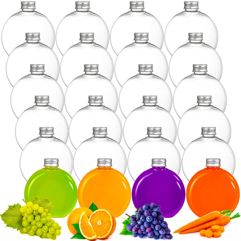 Elsjoy 24 Pack 10 oz Plastic Juice Bottles with Caps, Small Flat Plastic Bottles Reusable Clear Empty Beverage Containers, Leak Proof - Image 1
