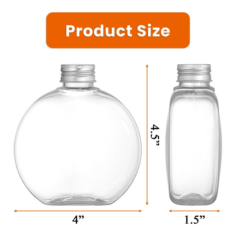 Elsjoy 24 Pack 10 oz Plastic Juice Bottles with Caps, Small Flat Plastic Bottles Reusable Clear Empty Beverage Containers, Leak Proof - Image 2