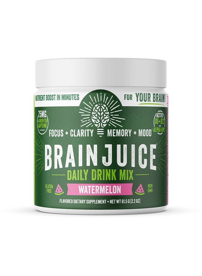 BrainJuice Nootropics Brain Support Supplement, Gluten Free Powder For Energy And Focus, Drink Mix With L Theanine, Alpha Gpc, Vitamin B, Organic Green Tea Extract Caffeine, Watermelon, 15 Servings - Image 1