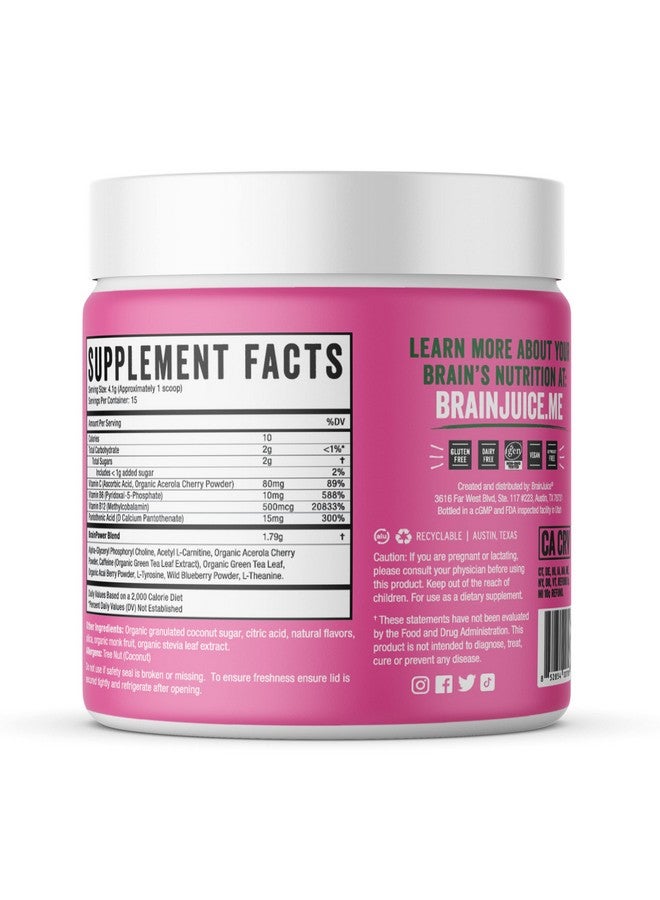 BrainJuice Nootropics Brain Support Supplement, Gluten Free Powder For Energy And Focus, Drink Mix With L Theanine, Alpha Gpc, Vitamin B, Organic Green Tea Extract Caffeine, Watermelon, 15 Servings - Image 3