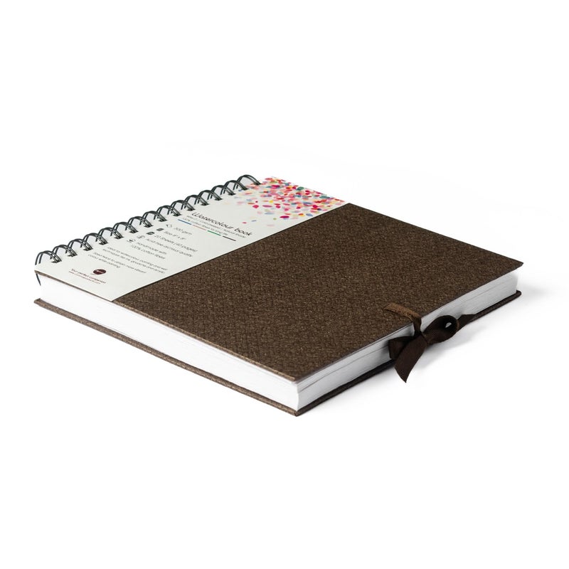 COMMA Watercolour Book | 8" X 8" | 300GSM | Wire-O Sketchbook | Cold Pressed | Natural Shade | 100% Cotton Fibers (Chocolate Brown) - Image 2