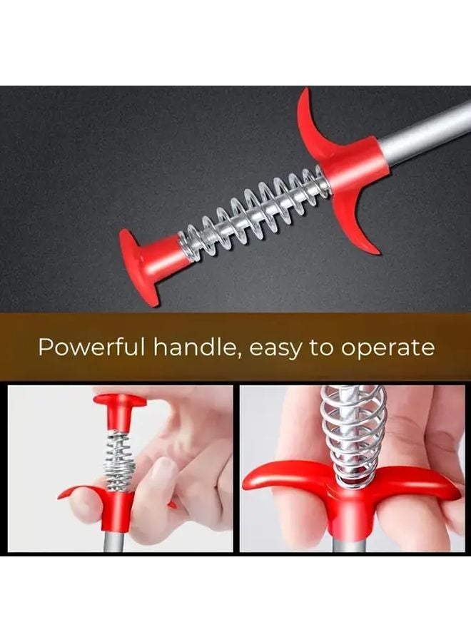 23.62 بوصة أداة إزالة انسداد الصرف مرنة قابضة بمخالب 4 مكبس مرحاض منظف الأنابيب - Image 5