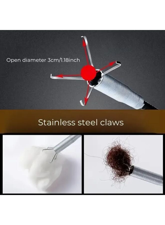 23.62 بوصة أداة إزالة انسداد الصرف مرنة قابضة بمخالب 4 مكبس مرحاض منظف الأنابيب - Image 4