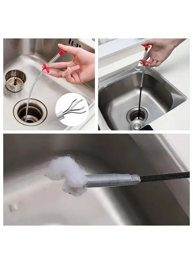 23.62 بوصة أداة إزالة انسداد الصرف مرنة قابضة بمخالب 4 مكبس مرحاض منظف الأنابيب - Image 3